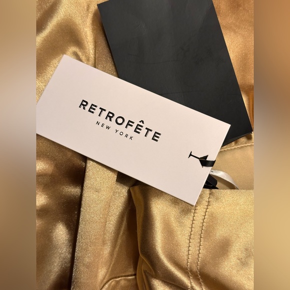 NWT retrofete Charity Dress in Gold new FWRD metallic corset cutout maxi - Picture 10 of 14